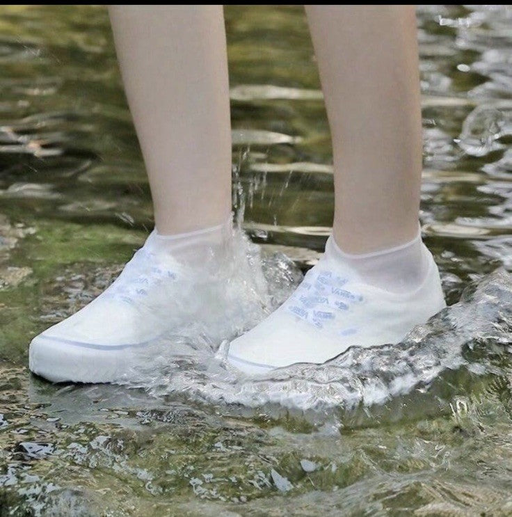 Reusable Waterproof White Latex Shoe Covers for Rain Boots - Unisex