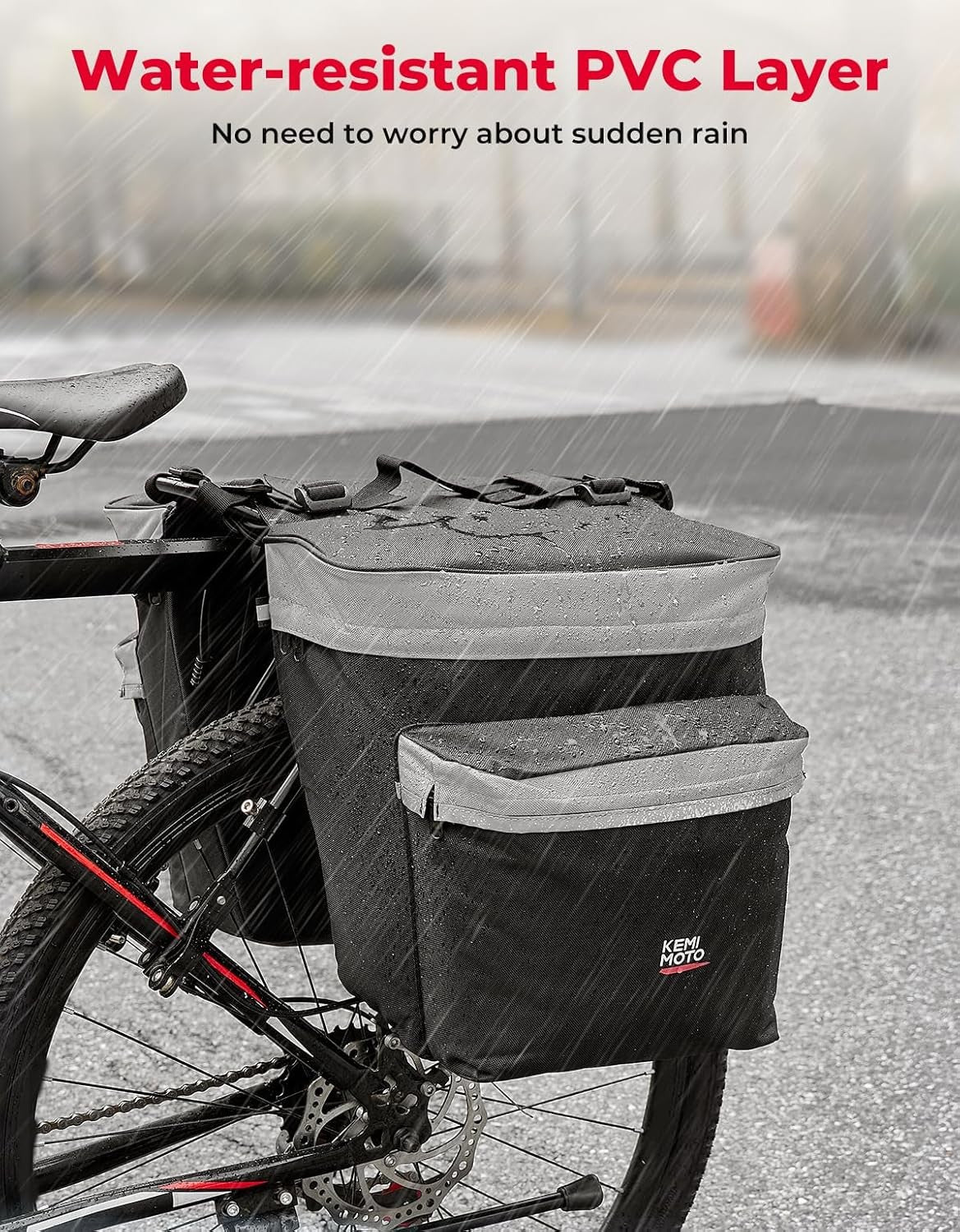 40L Waterproof Bicycle Panniers Bag for E-Bike with Rain Cover