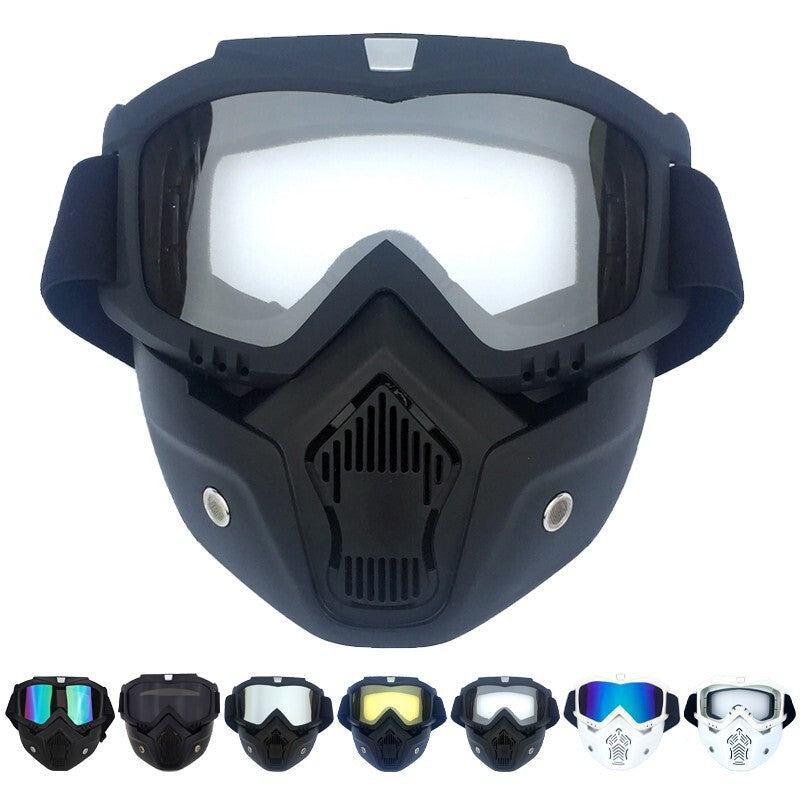 Motorcycle Sunglasses with Black Frames and Green Reflective Lenses