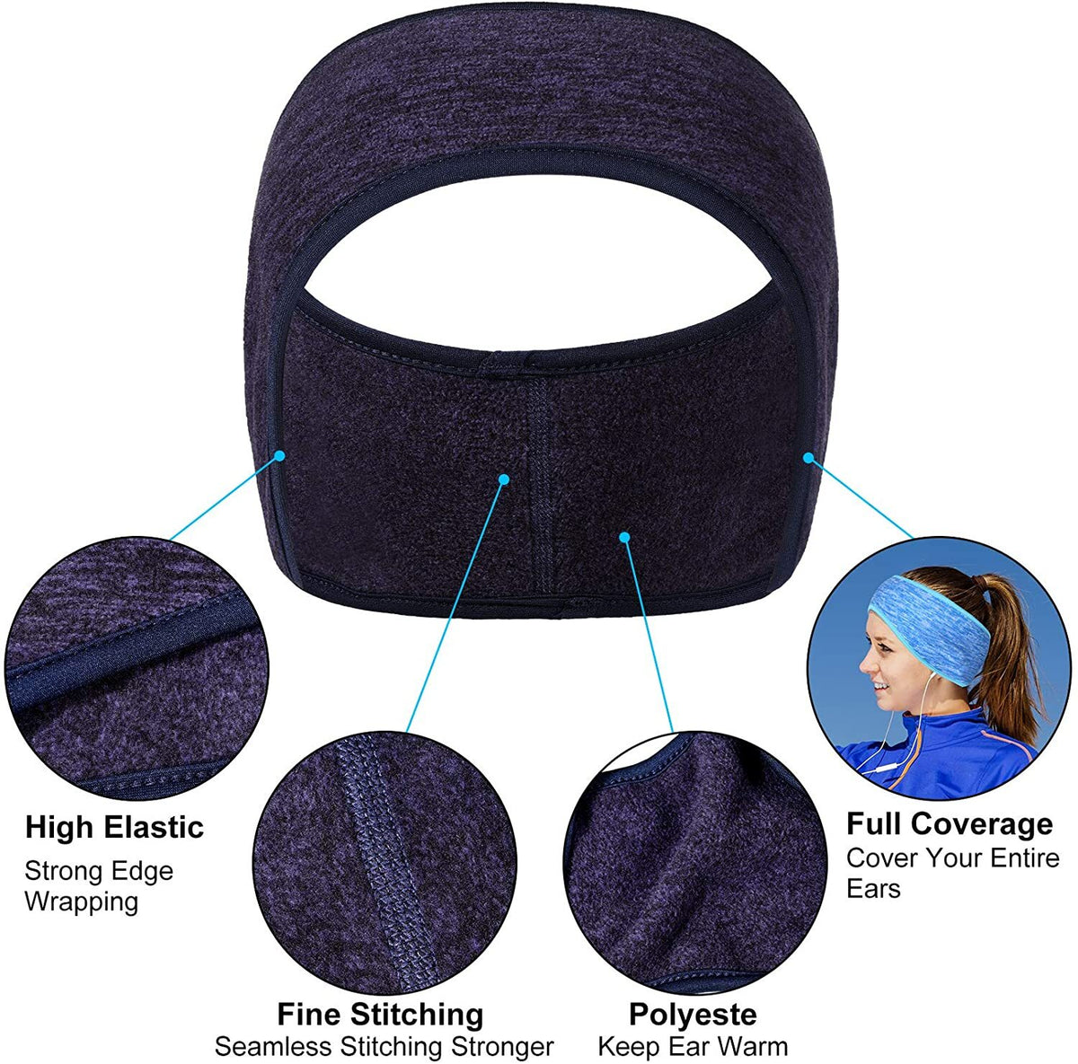 Winter Ear Warmer Headband for Women Men Fleece Ski Ear Muffs Sports