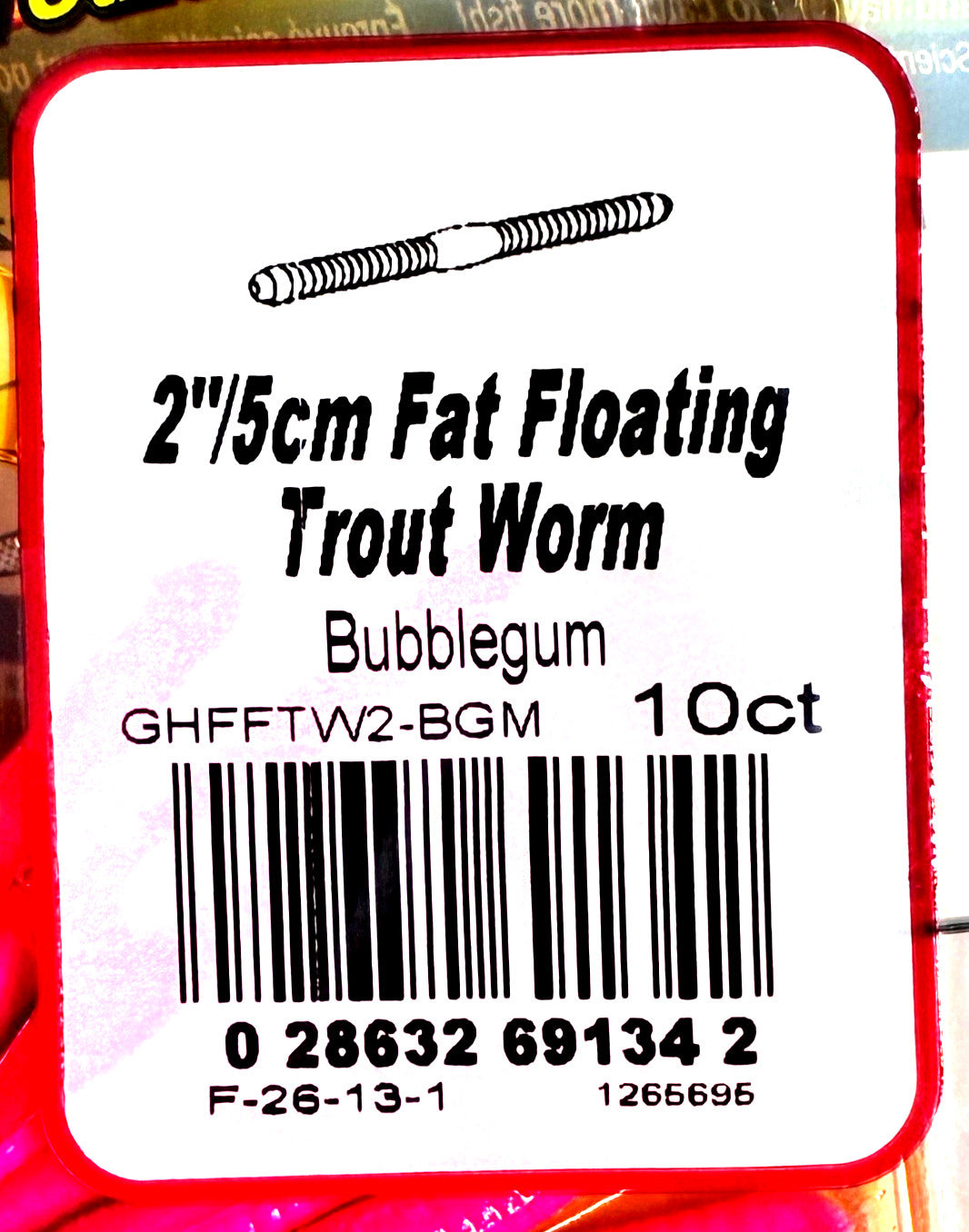 Floating Trout Worms 2 Inch Bubblegum Soft Plastic Baits - 10 Pack