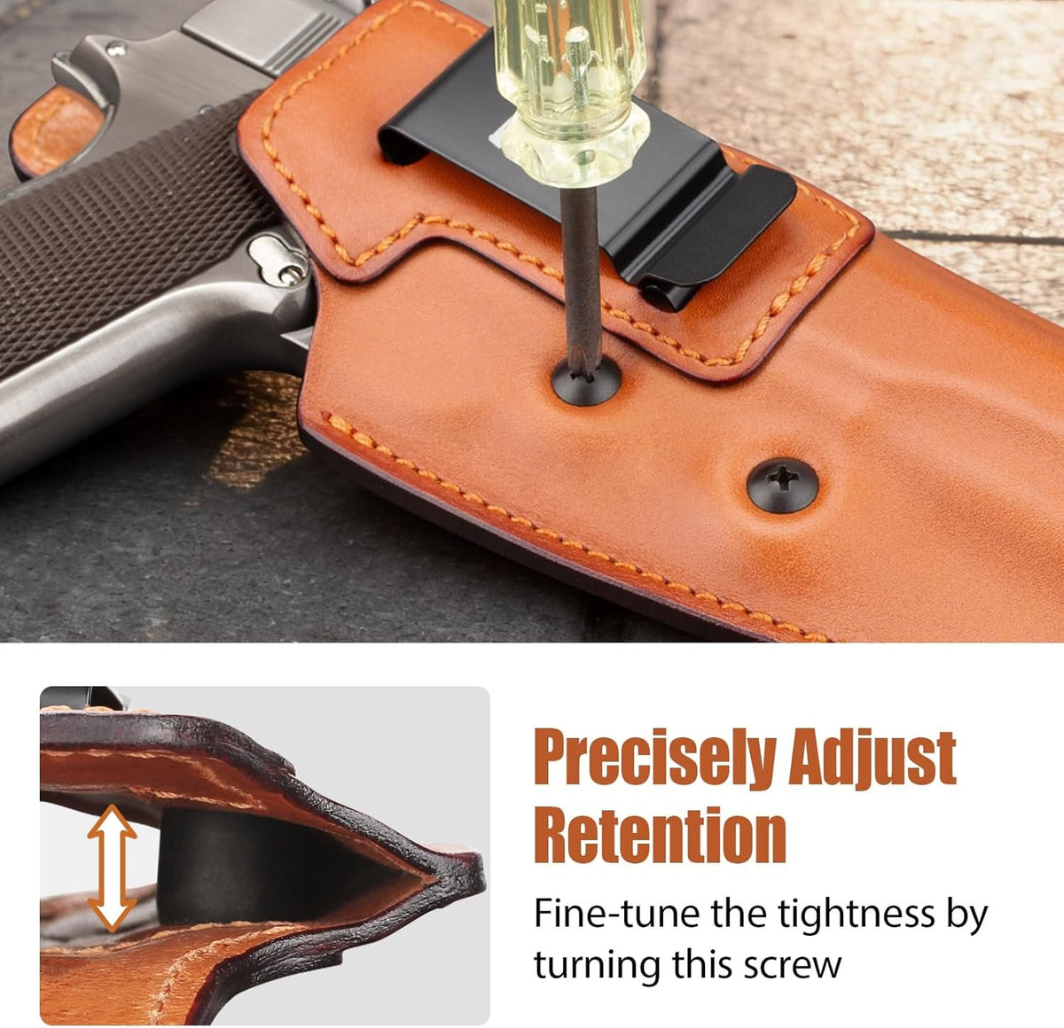 Full Grain Leather IWB Holster for 1911-Style Handguns 4-5 Inch Barrels, RH