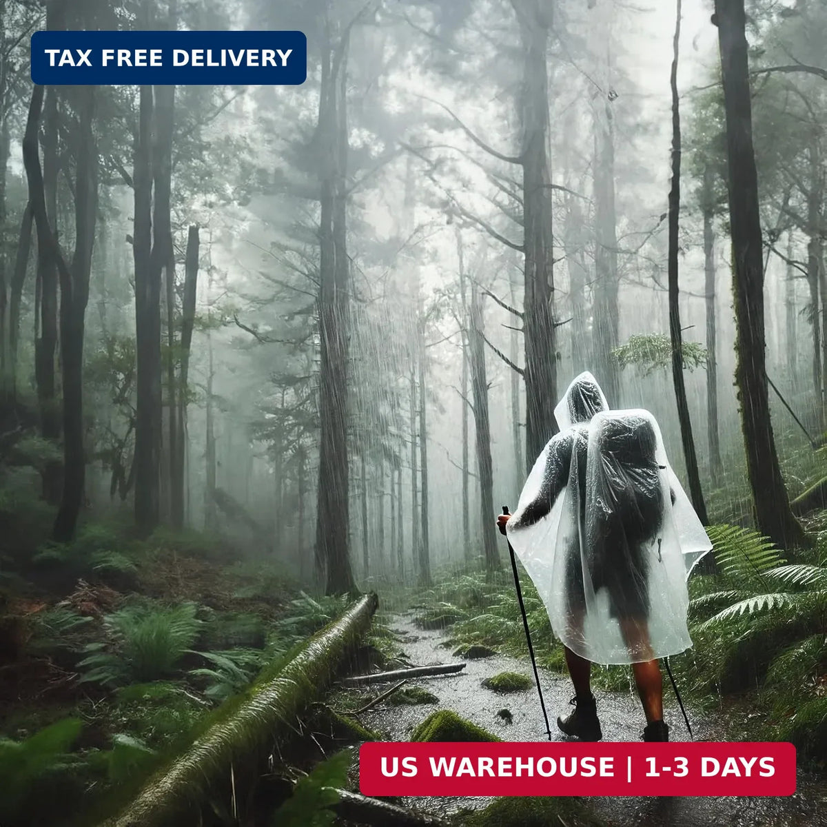 Disposable Rain Ponchos for Adults & Kids - Family Pack, Clear, Compact, Breathable, Emergency Hooded Cover