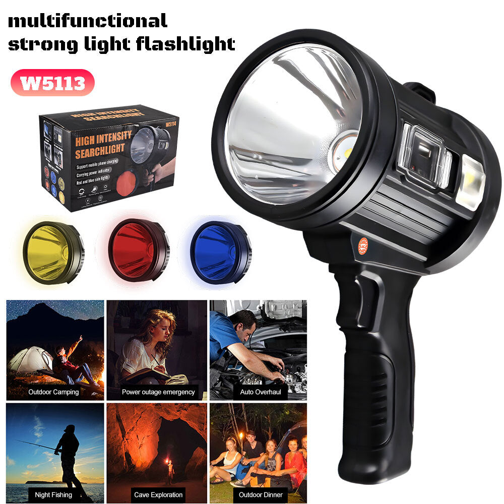 High Power Rechargeable LED Flashlight 99 Million Lumens with Power Bank
