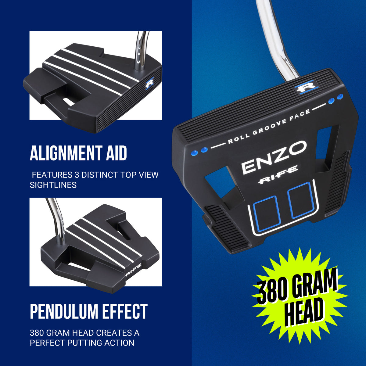 32-Inch Left-Handed Mallet Golf Putter with Roll Groove Technology