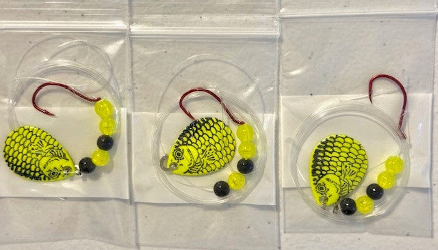 Walleye Crawler Harness Set - 24 Pack with Size 3 Colorado Blades and Hooks