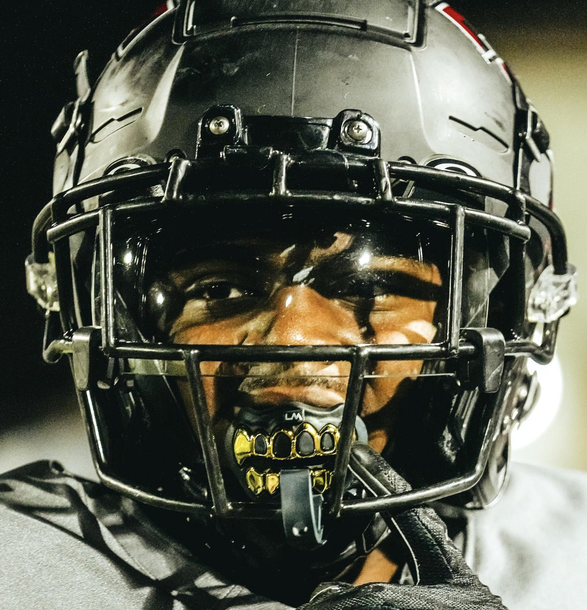 3D Chrome Grillz Football Mouth Guard - Black & Gold Sports Mouthpiece