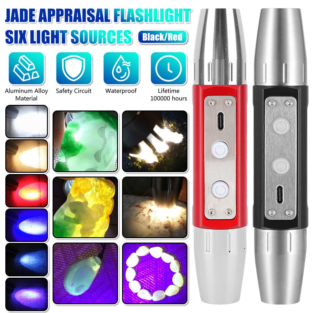 6 in 1 LED UV Jewelry Gemstone Flashlight for Jade Identification