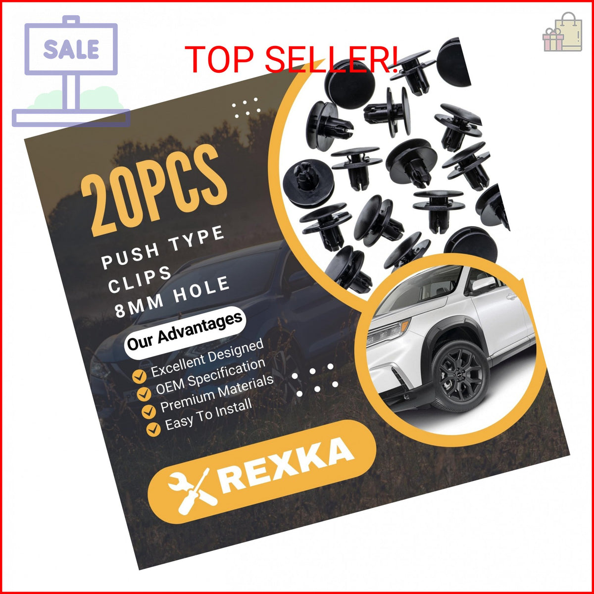 20PCS Front Fender Liner Retainer Clips for Honda Acura - Auto Body Fasteners