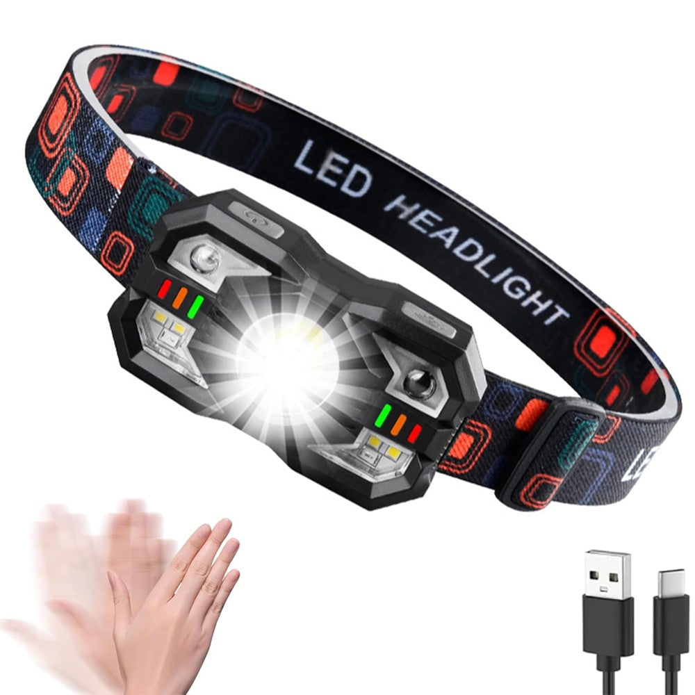 Rechargeable LED Headlamp with Motion Sensor Waterproof Headlight Outdoor