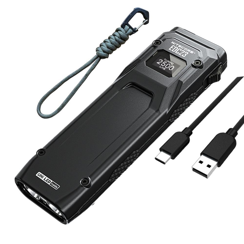 Ultra Slim USB-C Rechargeable Tactical Flashlight with OLED Display