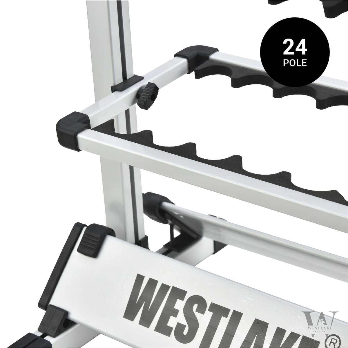 24 Rod Fishing Pole Holder Aluminum Alloy Stand Rack Storage Portable
