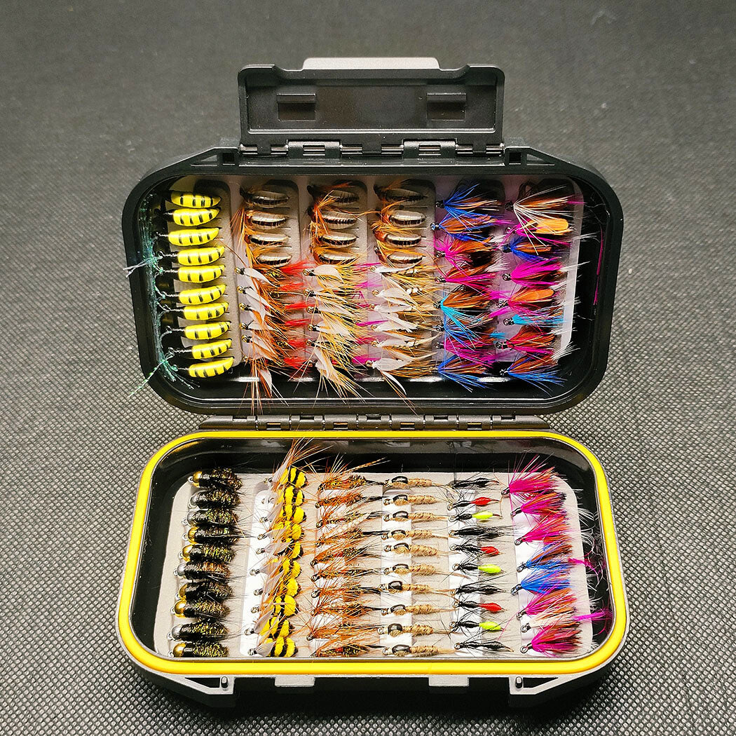 114Pcs Fly Fishing Lure Set for Trout Bass Salmon Steelhead with Box
