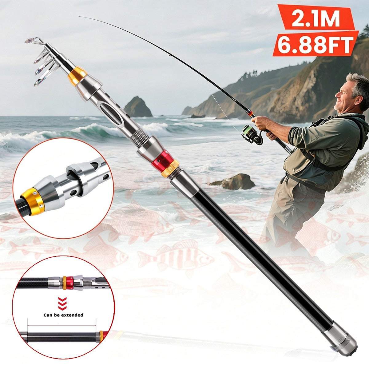Telescopic Carbon Fiber Fishing Rod High Sensitivity Spinning Rod - Multiple Lengths