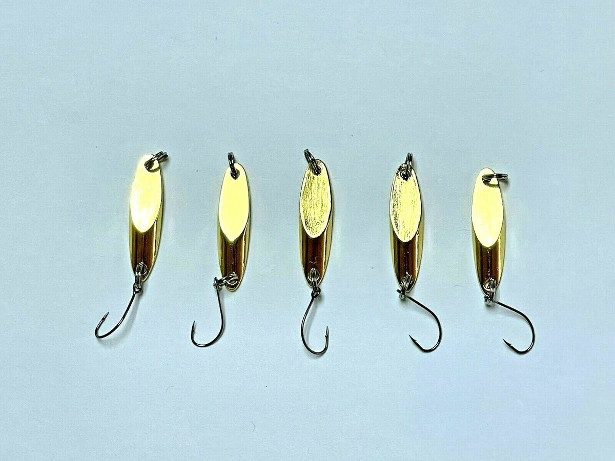 10 Gold Fishing Spoons - Kastmaster Style Bass & Trout Lures 1/8 oz