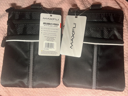 Golf Valuables Pouch with Plush Lining - Attaches to Golf Bag - MX462