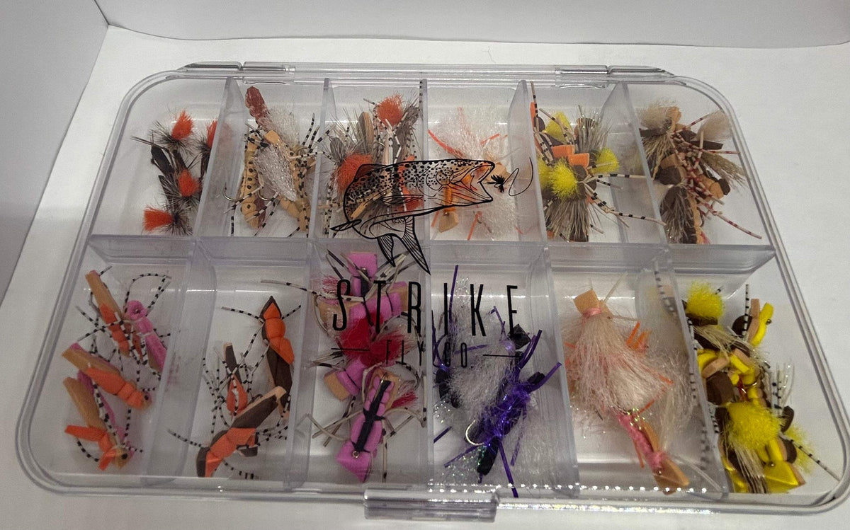 48-Piece Fly Fishing Flies Assortment with Fly Box - Terrestrial Pattern Set