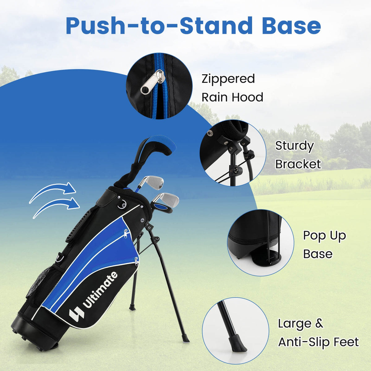 Junior Golf Club Set for Kids Age 8+ - 5-Piece Complete Golf Kit in Blue