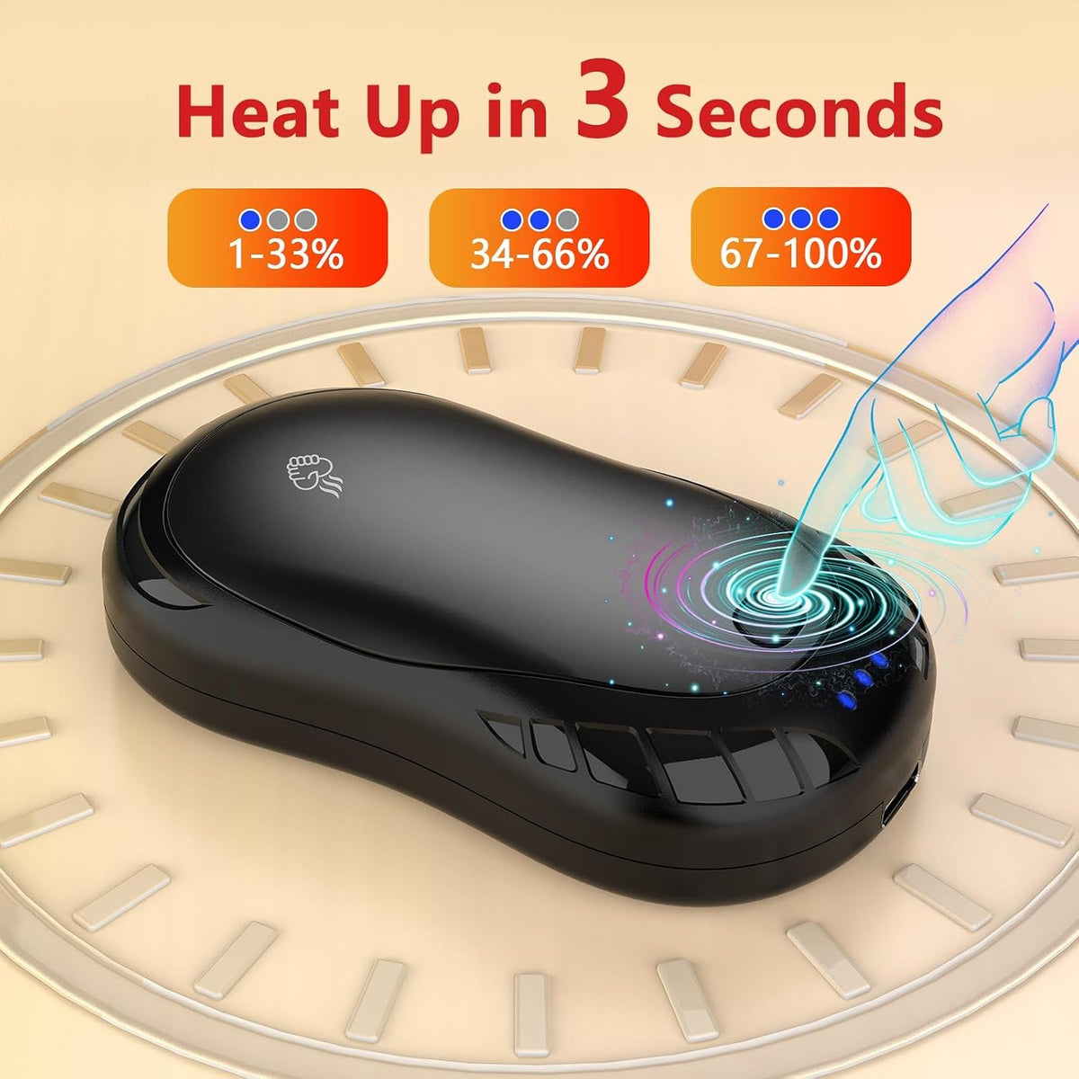 Rechargeable Electric Hand Warmers 2 Pack Portable Fast Heating Winter Gloves