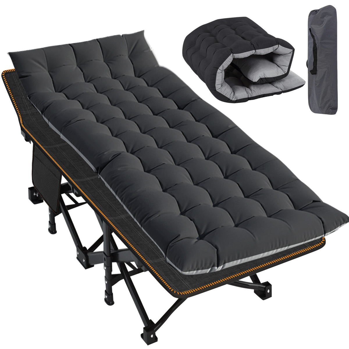Heavy Duty Folding Camping Cot - Oversized & Standard Military Bed for Adults