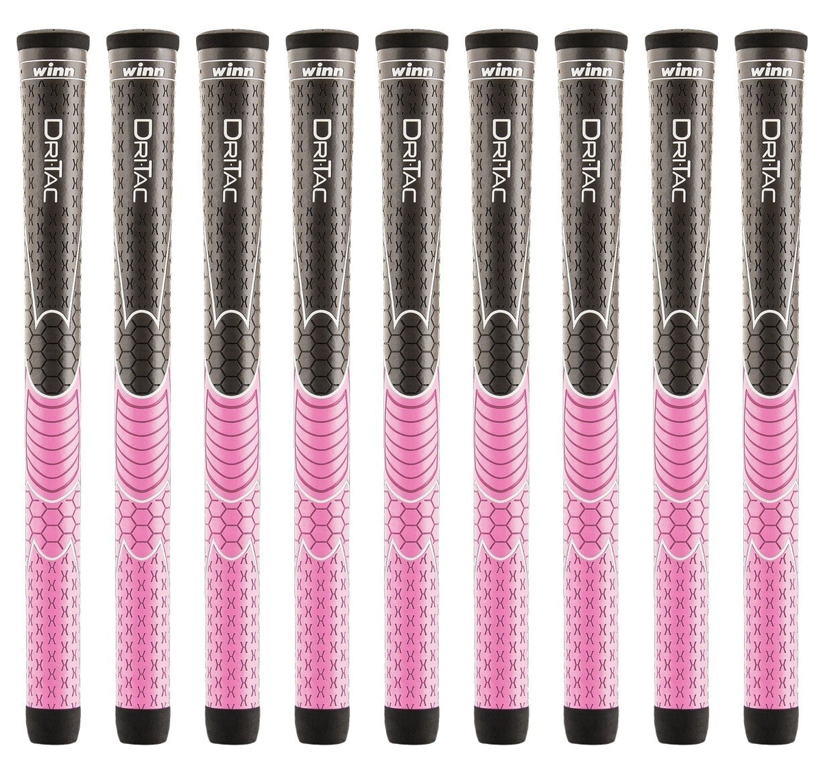 Women’s Golf Grip Set - 9 Pink and Grey Winn Dri-Tac Replacement Grips