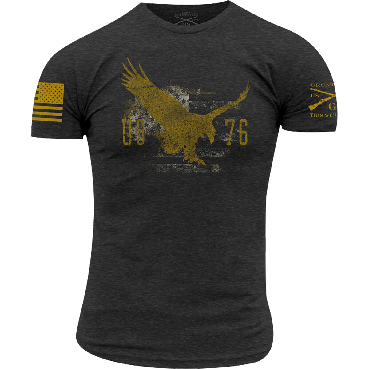 American Spirit T-Shirt for Men - Charcoal, Casual Patriotic Tee