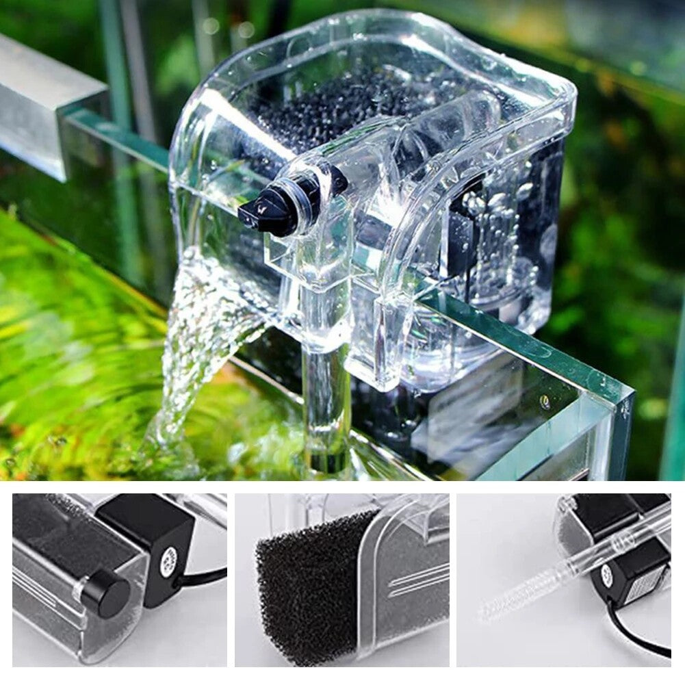 External Water Filter for Aquarium Fish Tank with Oxygenation Cascade Flow