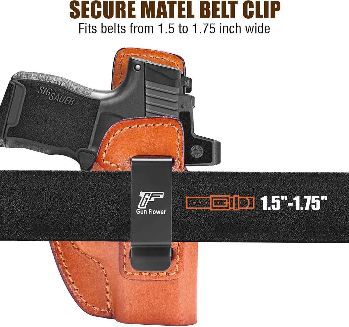 IWB Leather Holster for SIG Sauer P365 P365X P365 SAS P365-380 with Optic Cut - Right Hand