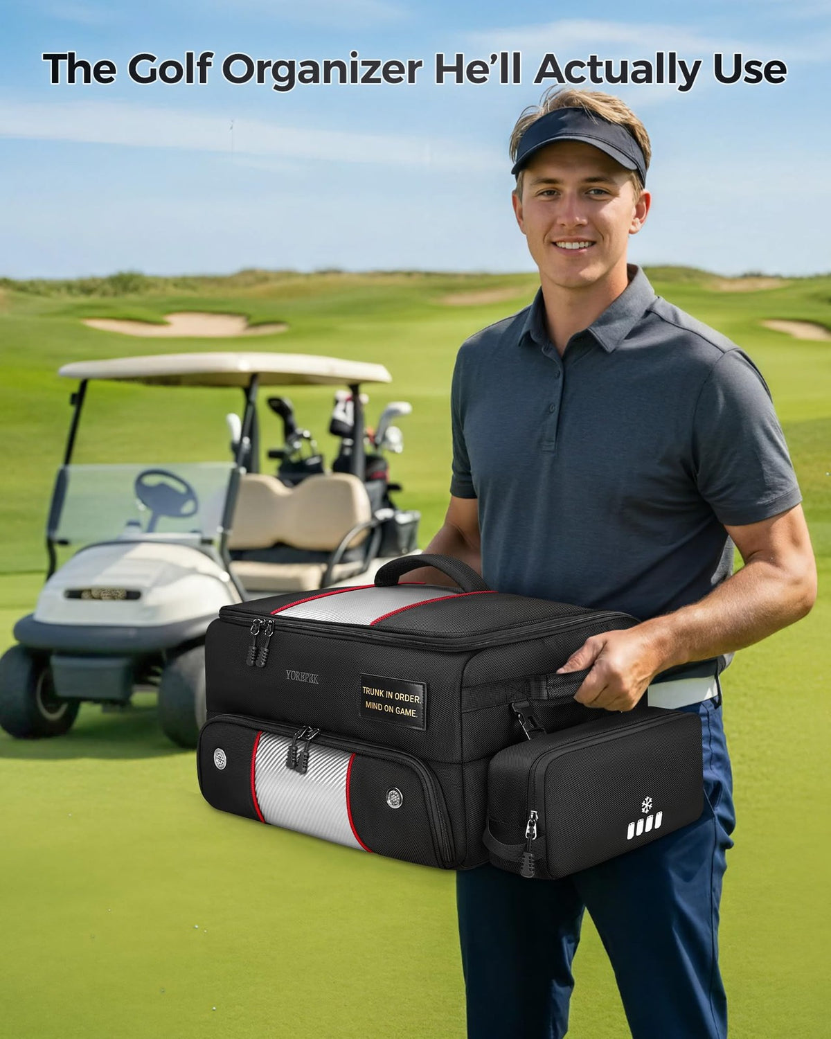 Upgraded Golf Trunk Organizer with Removable Insulated Drink Pouch