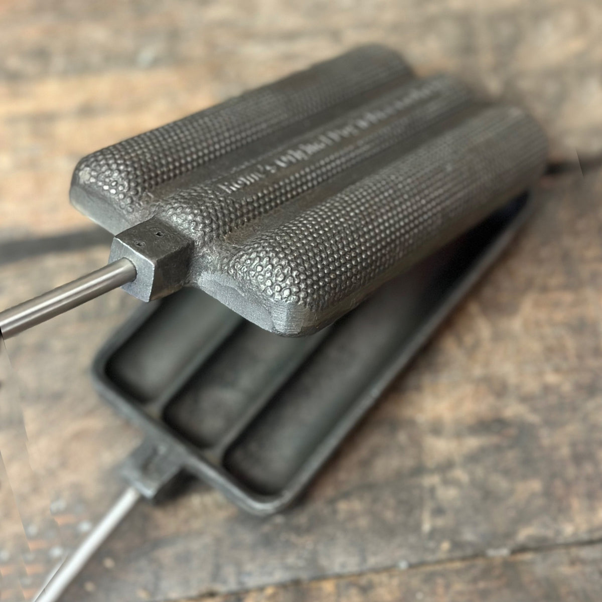 Cast Iron Hot Dog Roaster and Cornbread Baker for Firepit Camping