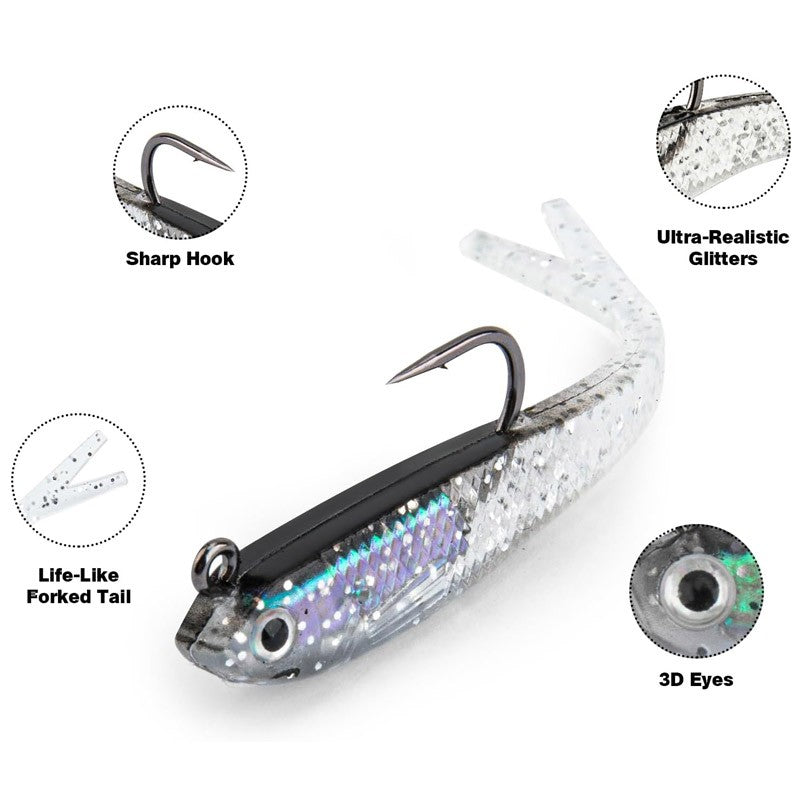 20pcs Soft Plastic Fishing Lures Minnow Baits for Bass Trout Perch Swimbait