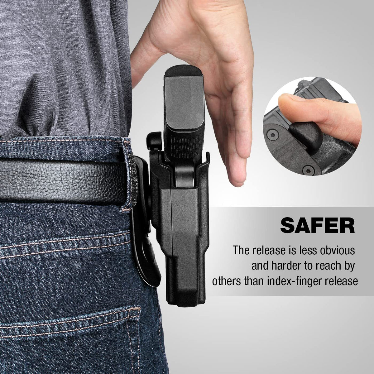 1911 Pistol Holster with Thumb Release and Optics Cut - Fits Colt, Kimber, Rock Island