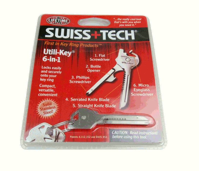 Stainless Steel Swiss+Tech 6-in-1 Keychain Multi-Tool - EDC Utility Key
