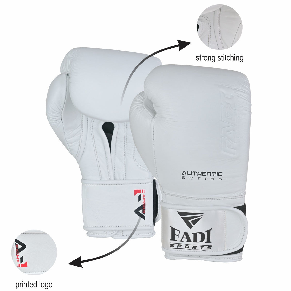 10oz Boxing Gloves Pair - White Leather Sparring & Training Gear