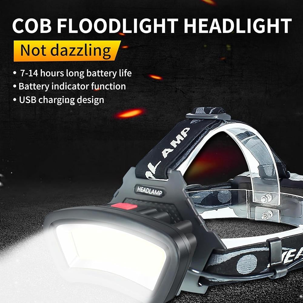 9900000LM Rechargeable LED Headlamp with Red White Light Modes, Waterproof, Adjustable