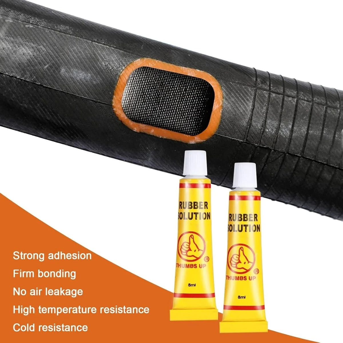Bike Tire Repair Kit with Vulcanizing Patches and Tool Set for Emergency Fix