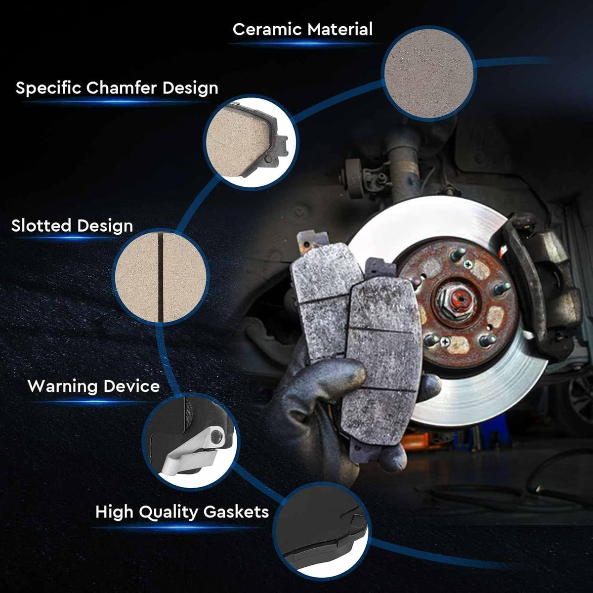 Ceramic Brake Pads Set for Jeep Wrangler Liberty Dodge Nitro Front & Rear