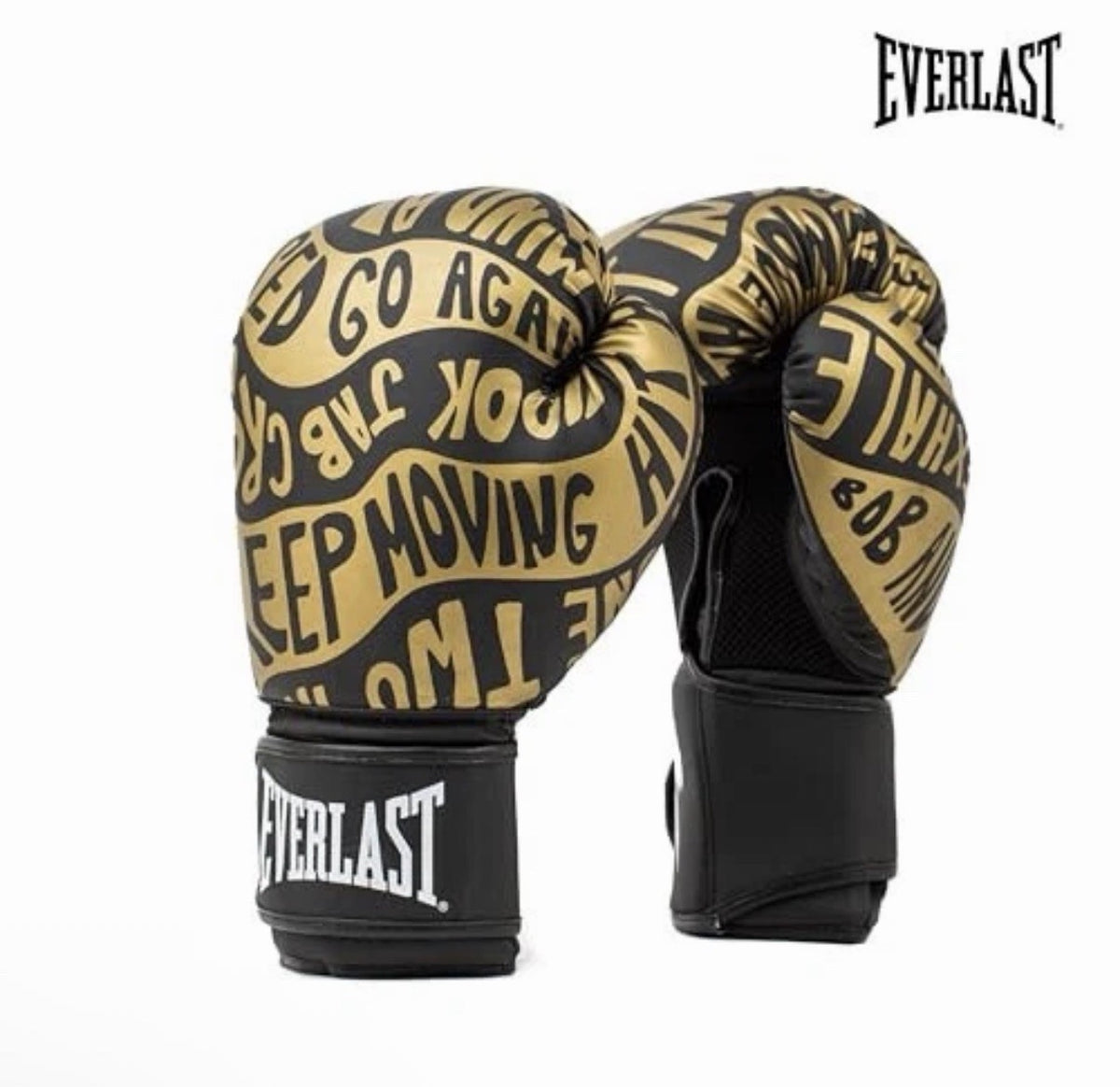 Everlast 16 oz Boxing Training Gloves Black and Gold for Fitness & Sparring