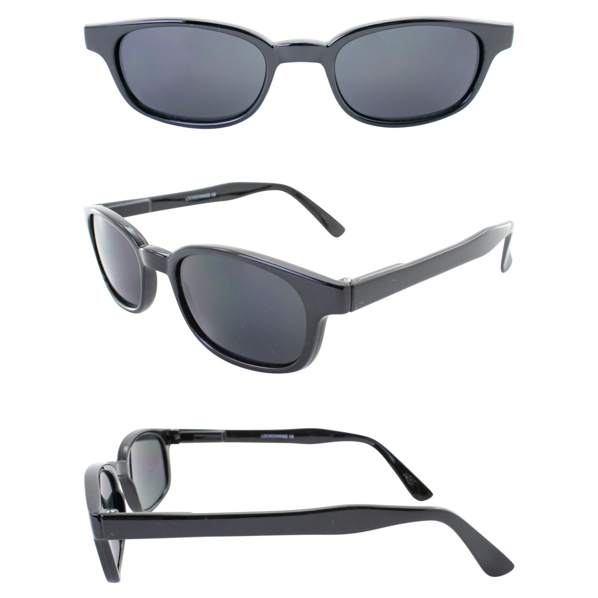 Motorcycle Sunglasses Black Frame Super Dark Smoke Lens with Pouch