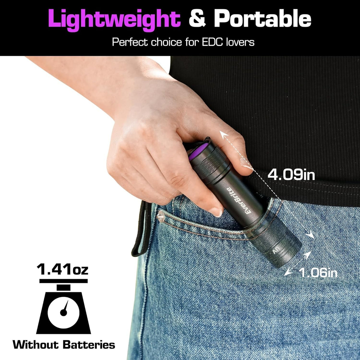 2 Pack UV Blacklight Flashlights 365nm Small Portable LED UV Light