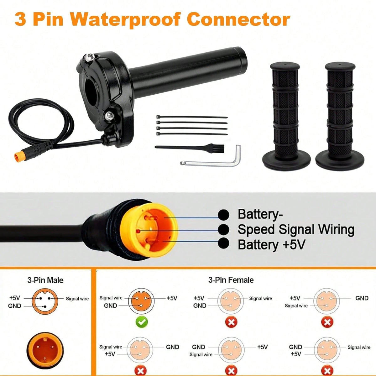 Full Twist Throttle Kit for Ebike 12V-72V - Universal Motorcycle Feel