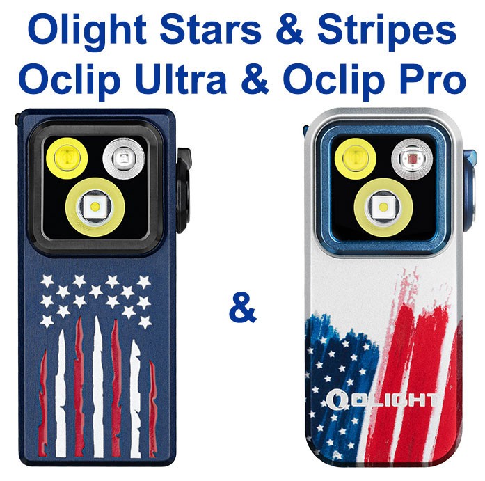 Olight Clip-On Flashlight with Flood, Spot, UV Modes - Stars & Stripes Edition
