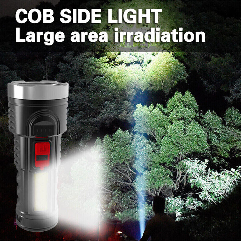 Rechargeable LED Tactical Flashlight - Waterproof Handheld Torch USB & Battery Included