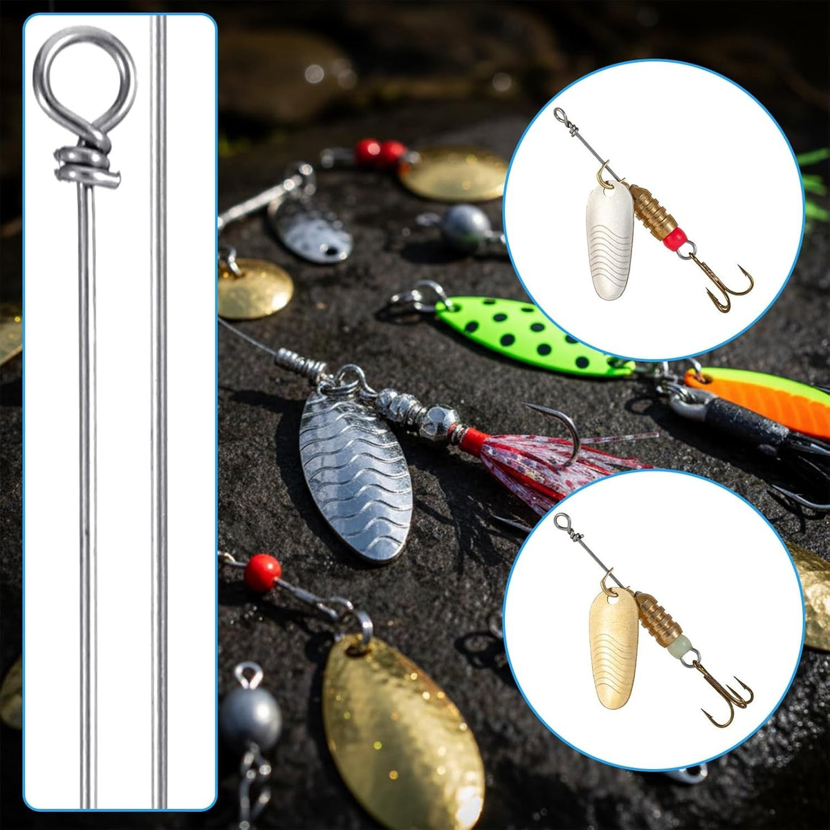 Stainless Steel Fishing Wire Spinner Kit for Custom Lures - 100 Pieces