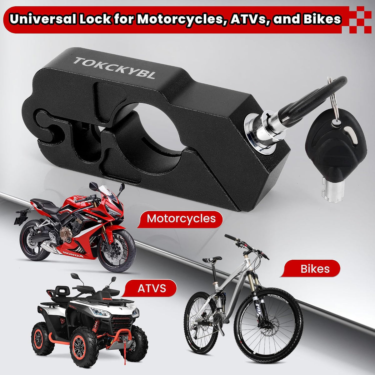 Heavy Duty Motorcycle Lock with Helmet Detachable Lock - Anti-Theft Security