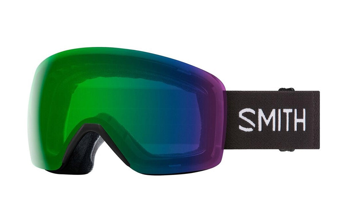Ski & Snowboard Goggles with Chromapop Green Mirror Lens Black Frame