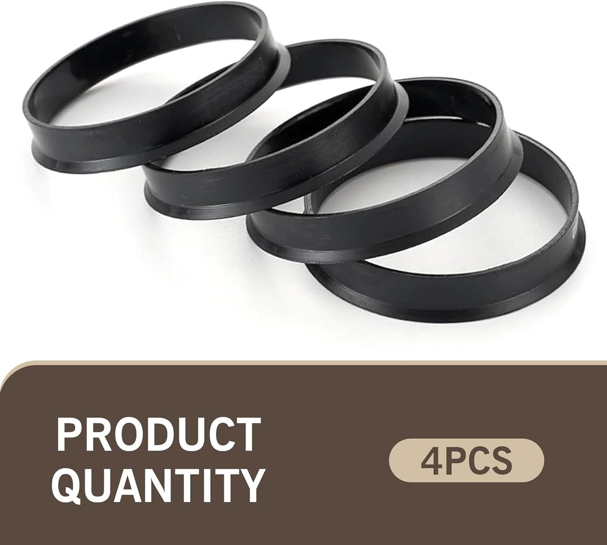4 Pack Hub Centric Rings for Vehicle Wheel Alignment - 73.1mm to 60.1mm Black