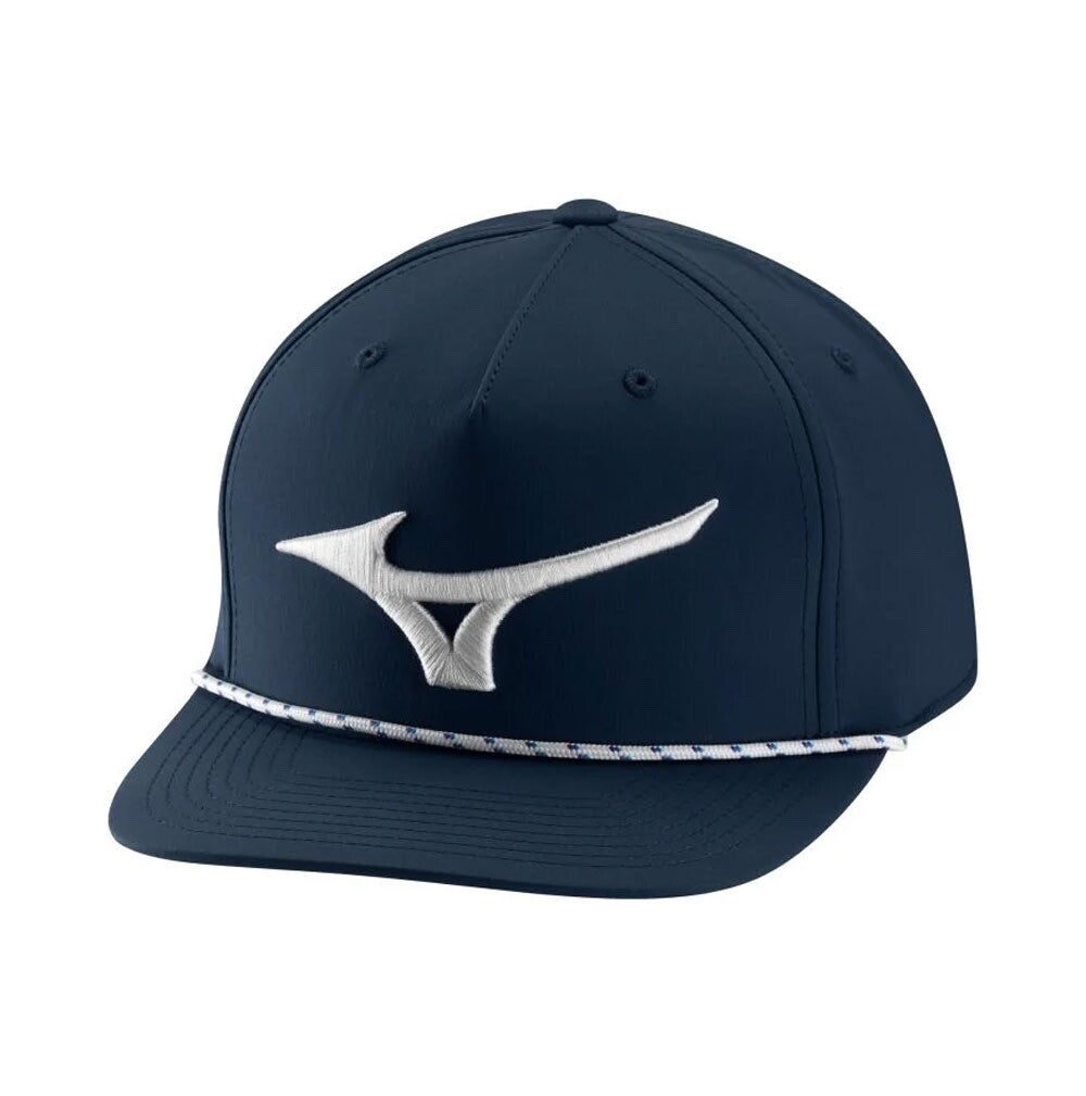 Navy Blue Flatbill Golf Hat with Snapback Closure - Mizuno Runbird Rope