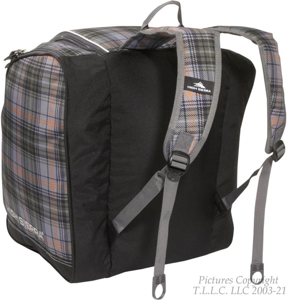 High Sierra Snowboard Ski Bootbag with Trapezoid Diamond Plaid Design - Backpack with Bonuses
