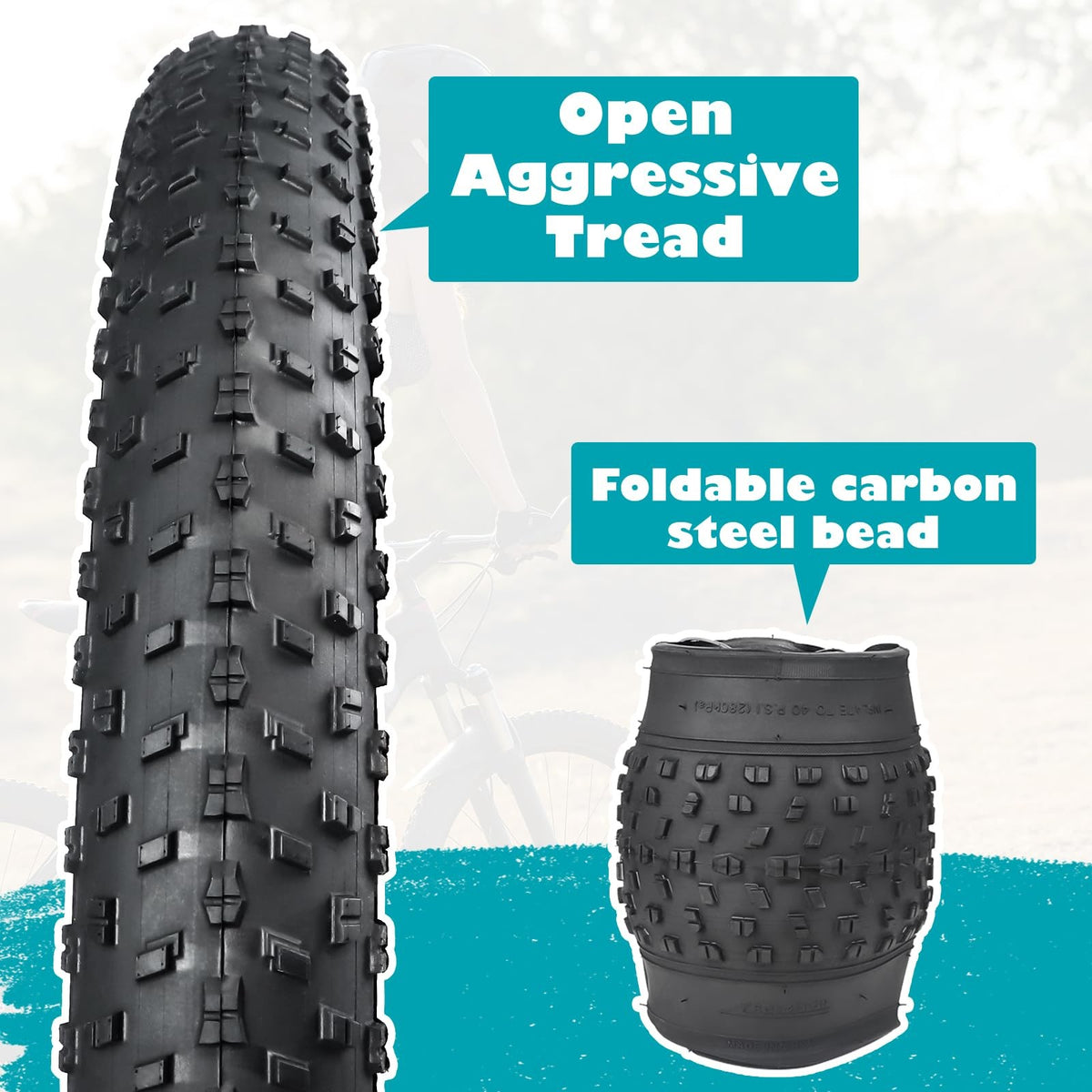 20x3 Electric Bike Tires Heavy Duty Wear-Resistant 2 Pack for Fat Bikes